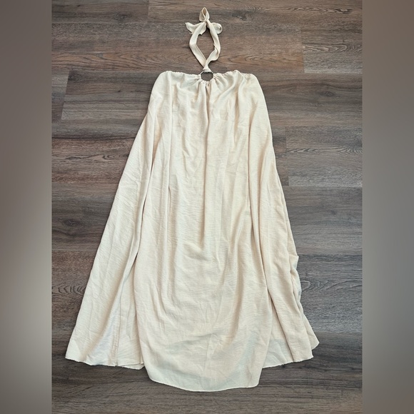 SHEIN Dresses & Skirts - Cream Boho Halter Maxi Dress Size Small Summer Vacation Beachy Neutral